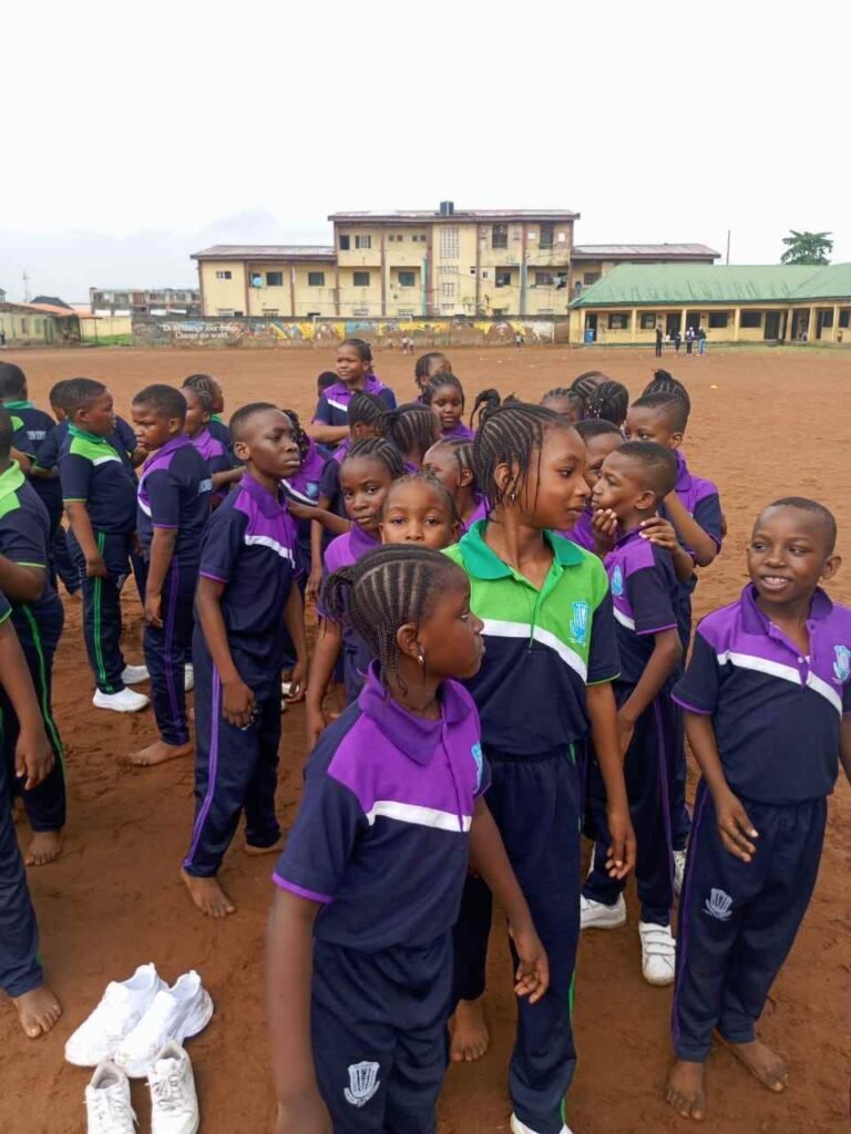 Pupils in house colours on Sports Day