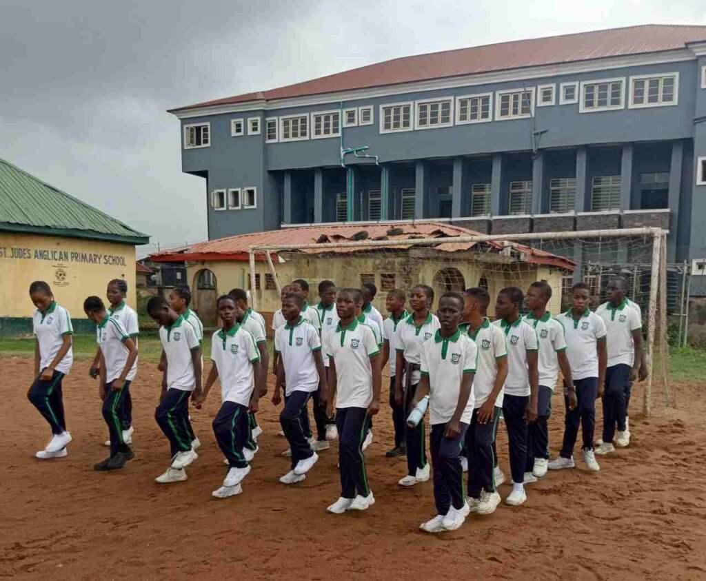 Victoria High School students at march-past practice