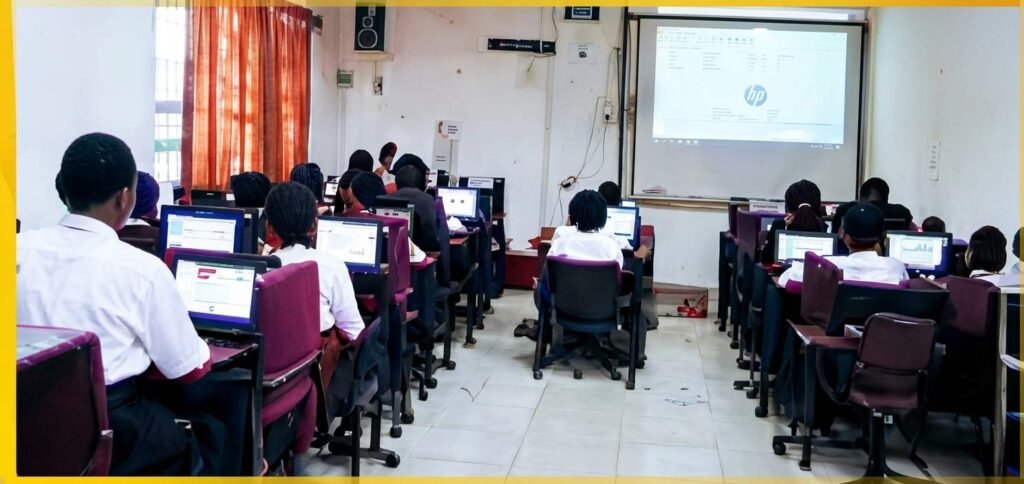 Victoria High School students working in the computer lab