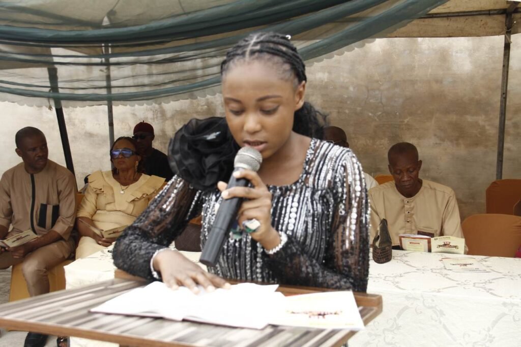 A Victoria High School student addressing the ceremony
