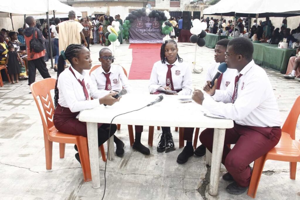 Victoria High School students on the panel at prize giving