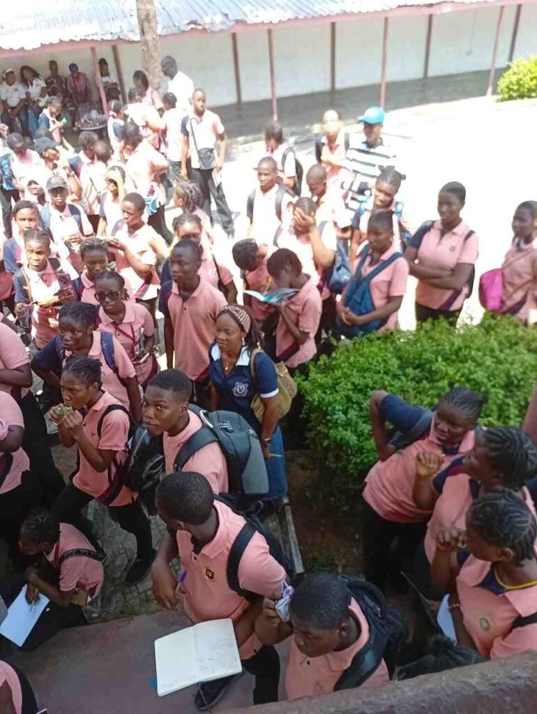Victoria Children's School pupils at morning assembly