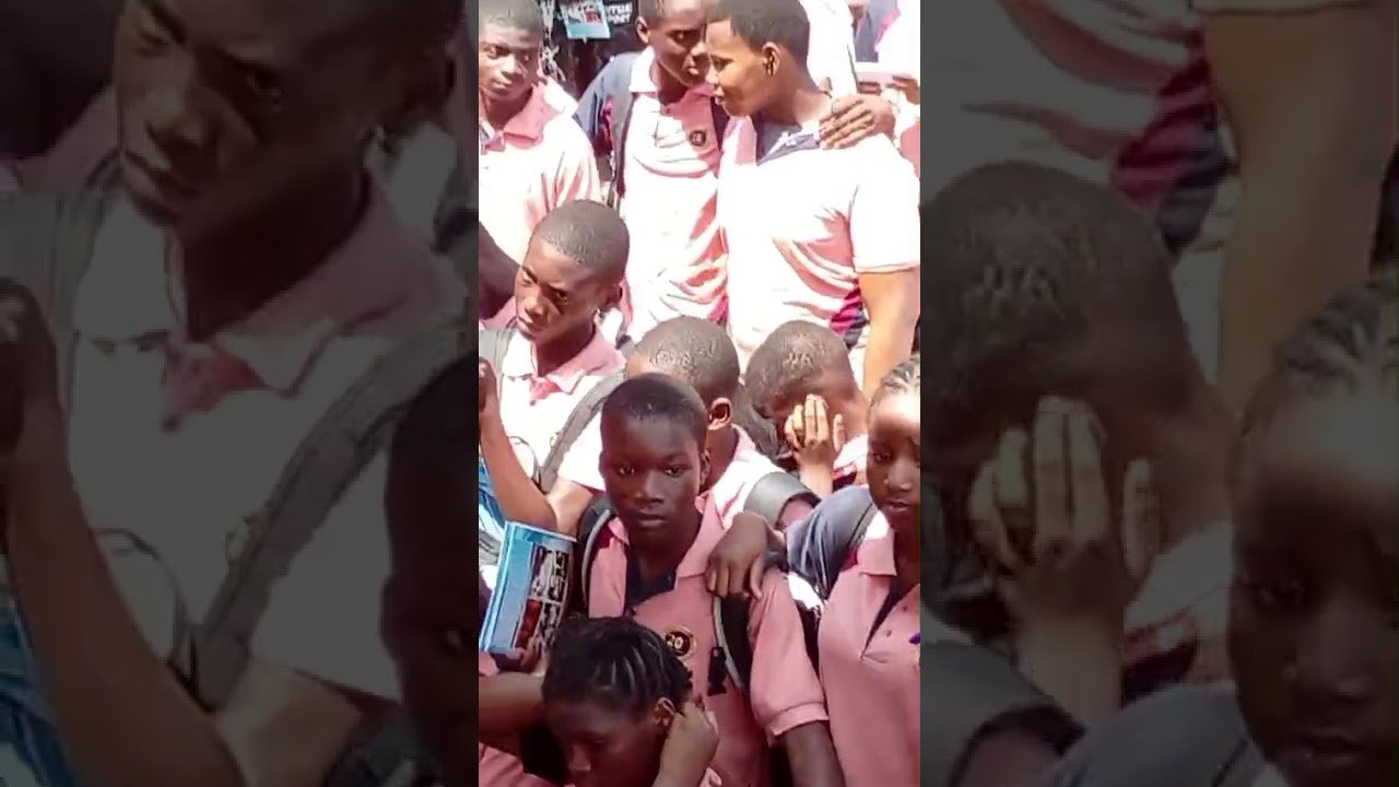 Break time, and the camera has been spotted, filmed at Victoria Children's School, Surulere, Lagos